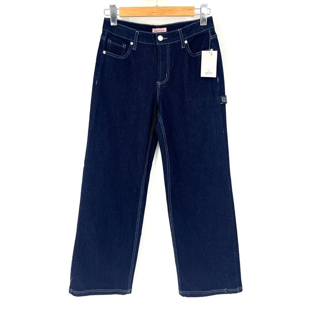 Juicy Couture Jeans Women 3/26 Blue Abbot Stone Hammerloop Rinse Wide Leg JC643 - Picture 2 of 12